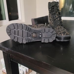 Rag & Bone Olive Leppard combat boots